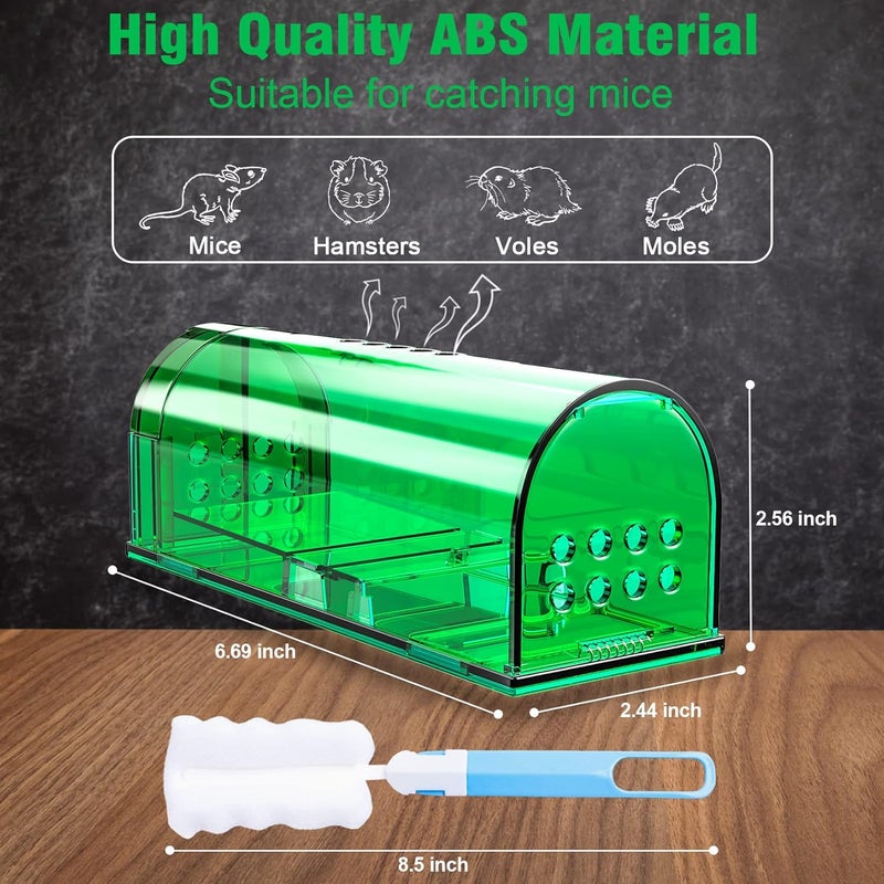 Wanqueen 4 Pcs Humane Mouse Traps Indoor for Home, Live Mouse Trap, Reusable Mice Trap Catcher for House & Outdoors - Image 3